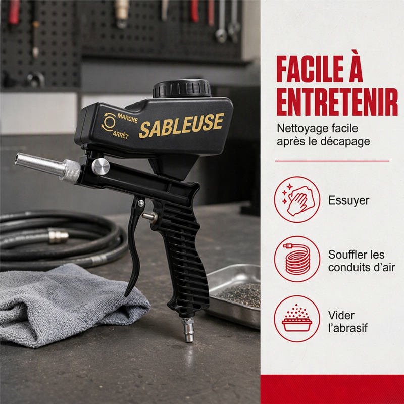 Pistolet de sablage pneumatique portable et tenu à la main