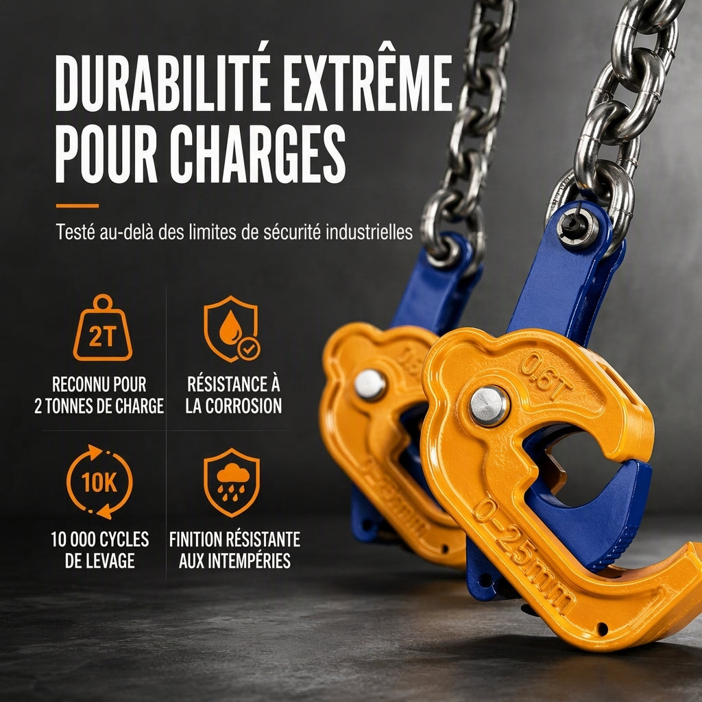 Pince de levage de fûts d'huile robuste, lève-fûts pour chariot élévateur et grue, pour fûts en acier et en métal, outil de manutention de fûts forgé par matriçage