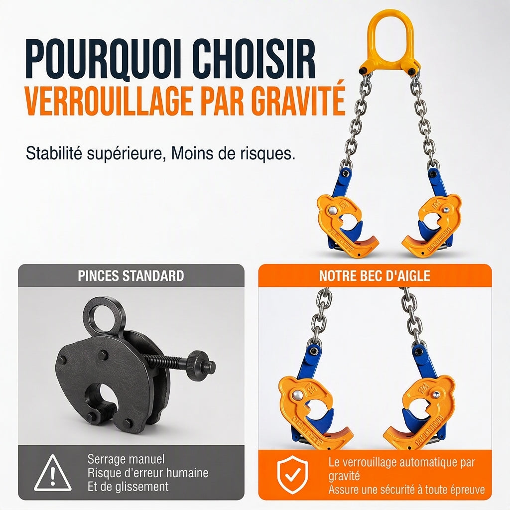 Pince de levage de fûts d'huile robuste, lève-fûts pour chariot élévateur et grue, pour fûts en acier et en métal, outil de manutention de fûts forgé par matriçage