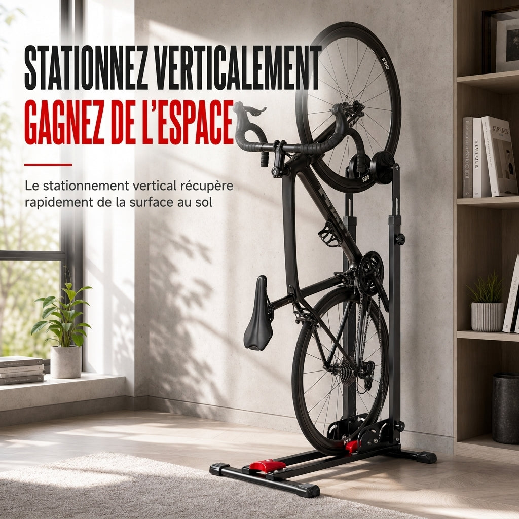 Support de stationnement au sol pour vélo pliable, présentoir à vélo en forme de U à double poteau, adapté aux vélos de route et aux VTT