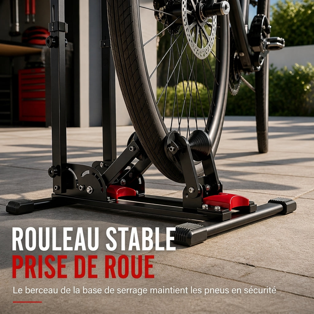 Support de stationnement au sol pour vélo pliable, présentoir à vélo en forme de U à double poteau, adapté aux vélos de route et aux VTT