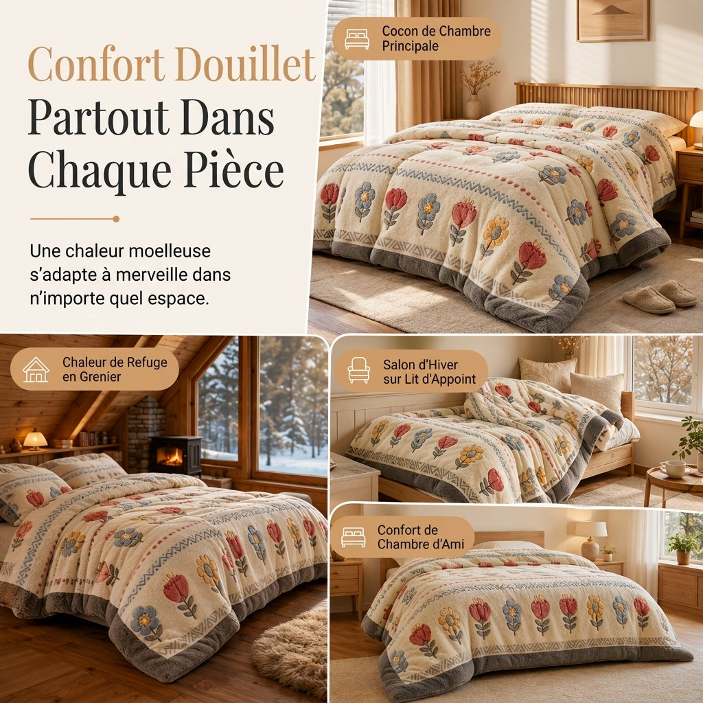 ⏳ Réduction de 50% pour une durée limitée ⏰🛌 Couette en molleton Sherpa double face – Couette d'hiver épaisse et chaude, texture velours douce | Literie de chambre confortable pour un confort ultime ❄️