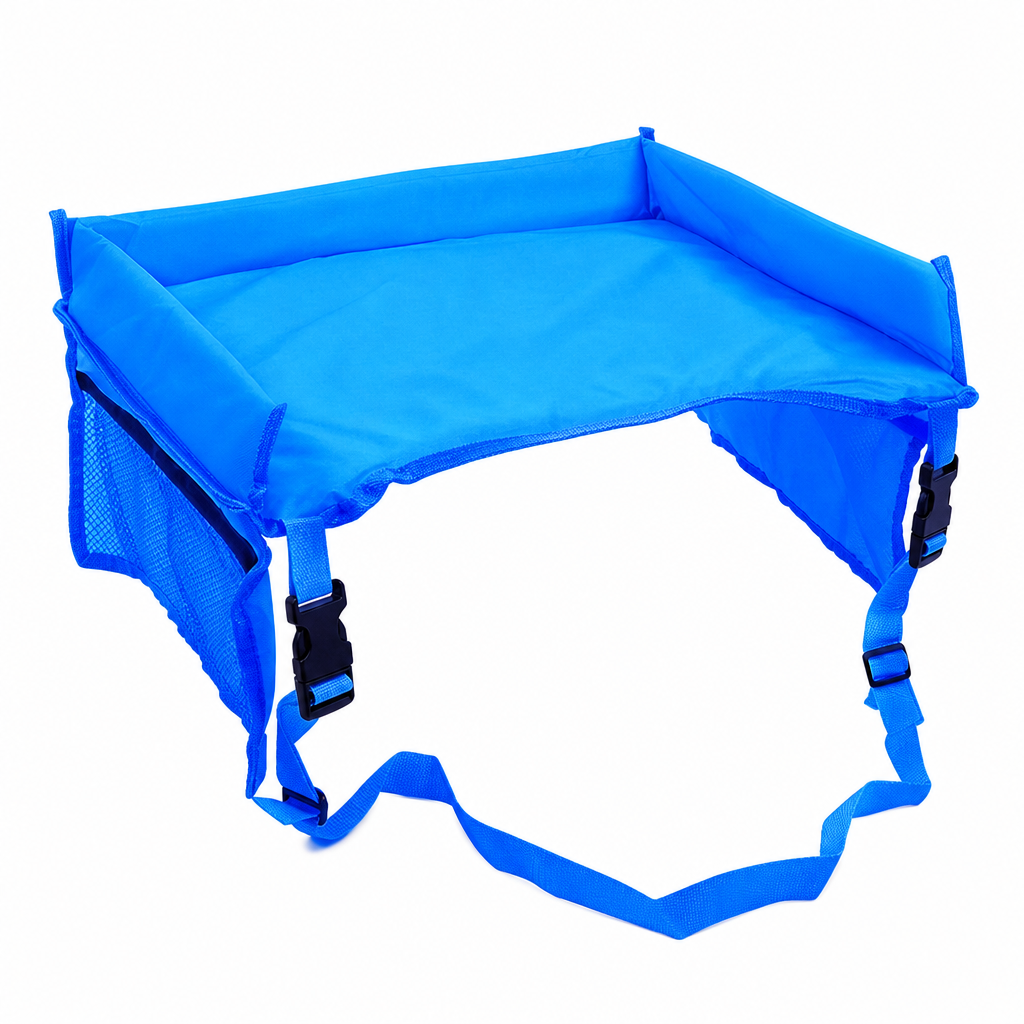 Plateau de voyage pour siège auto enfant, bureau d'activités avec planche à dessin sur les genoux et sac organisateur de rangement suspendu pour dossier de poussette