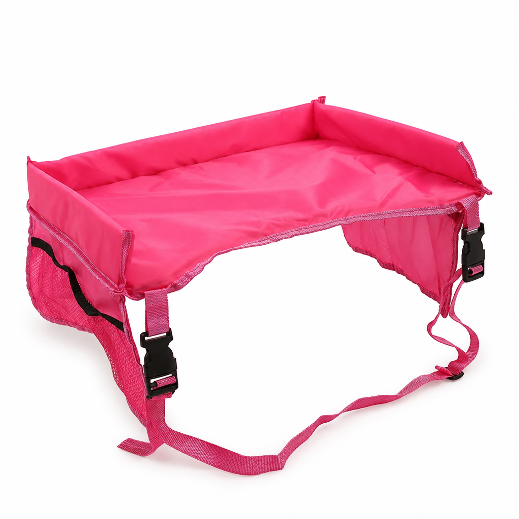 Plateau de voyage pour siège auto enfant, bureau d'activités avec planche à dessin sur les genoux et sac organisateur de rangement suspendu pour dossier de poussette