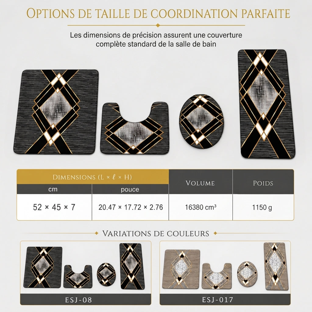 ⏳ Offre spéciale à durée limitée ⏰ Lot de 4 tapis de salle de bain absorbants en faux cachemire, comprenant un tapis rectangulaire, un tapis de toilette en forme de U, une housse de couvercle de toilette et un tapis couloir long 🧽