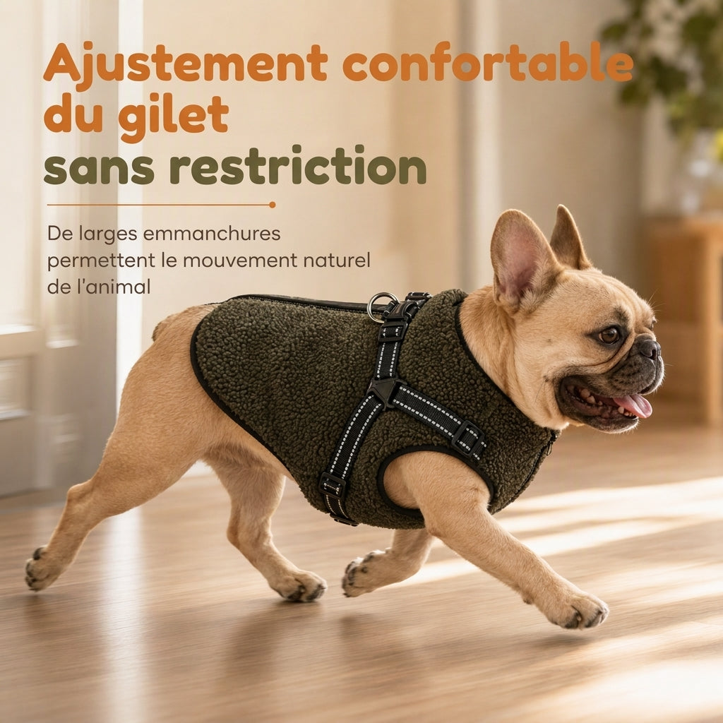 Manteau pour chien d'hiver chaud avec bandes réfléchissantes et harnais, adapté aux chiens de petite et moyenne taille