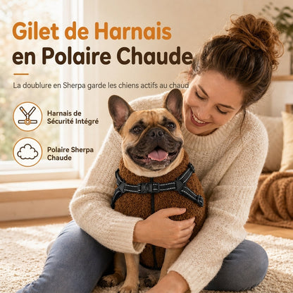 Manteau pour chien d'hiver chaud avec bandes réfléchissantes et harnais, adapté aux chiens de petite et moyenne taille