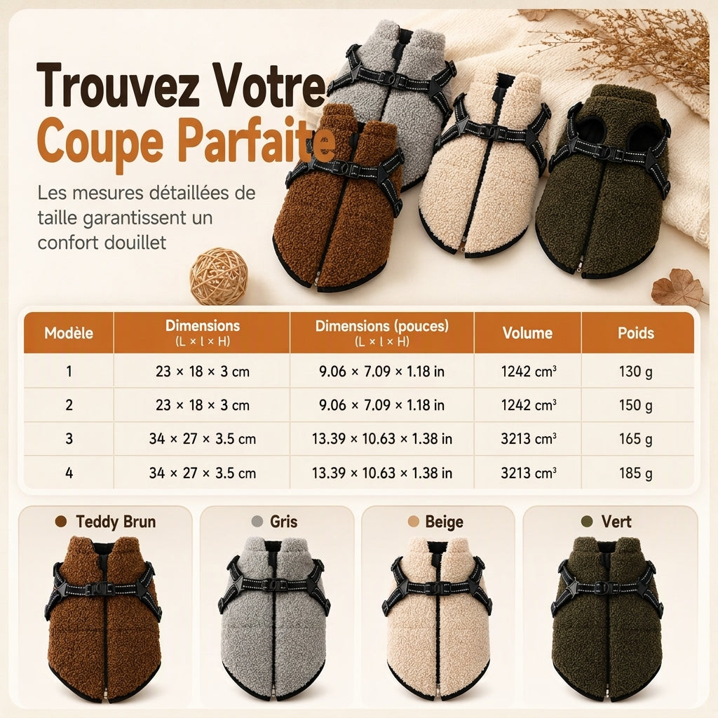Manteau pour chien d'hiver chaud avec bandes réfléchissantes et harnais, adapté aux chiens de petite et moyenne taille