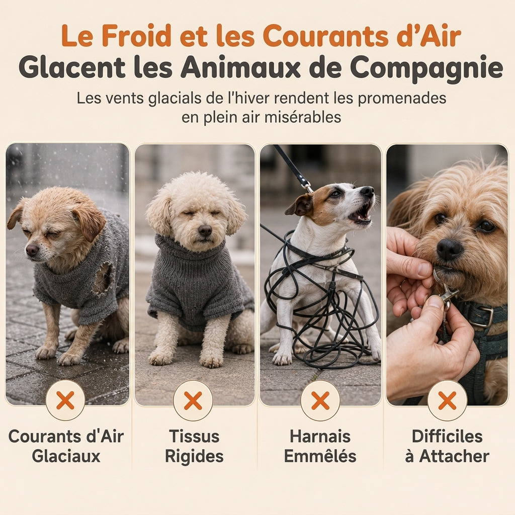 Manteau pour chien d'hiver chaud avec bandes réfléchissantes et harnais, adapté aux chiens de petite et moyenne taille