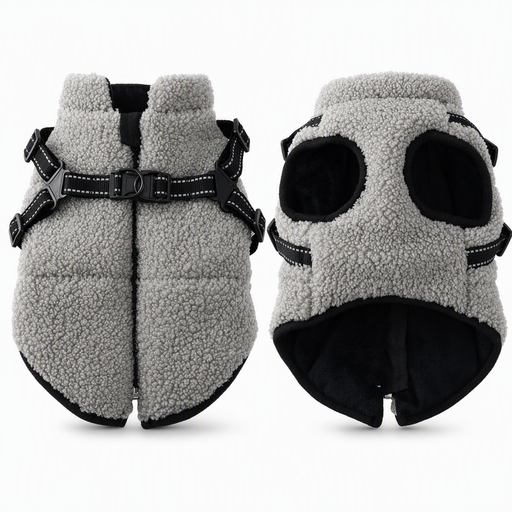 Manteau pour chien d'hiver chaud avec bandes réfléchissantes et harnais, adapté aux chiens de petite et moyenne taille