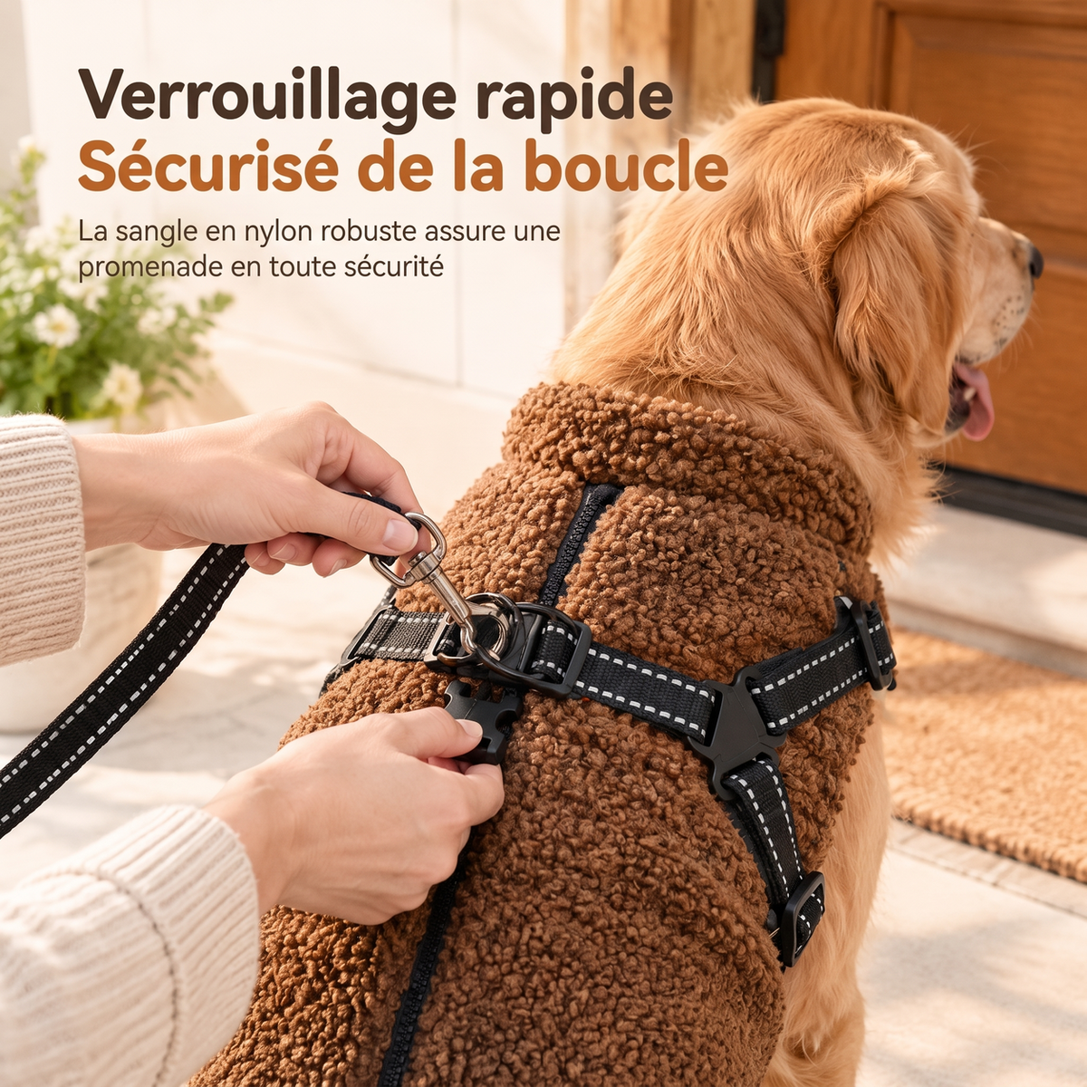 Manteau pour chien d'hiver chaud avec bandes réfléchissantes et harnais, adapté aux chiens de petite et moyenne taille