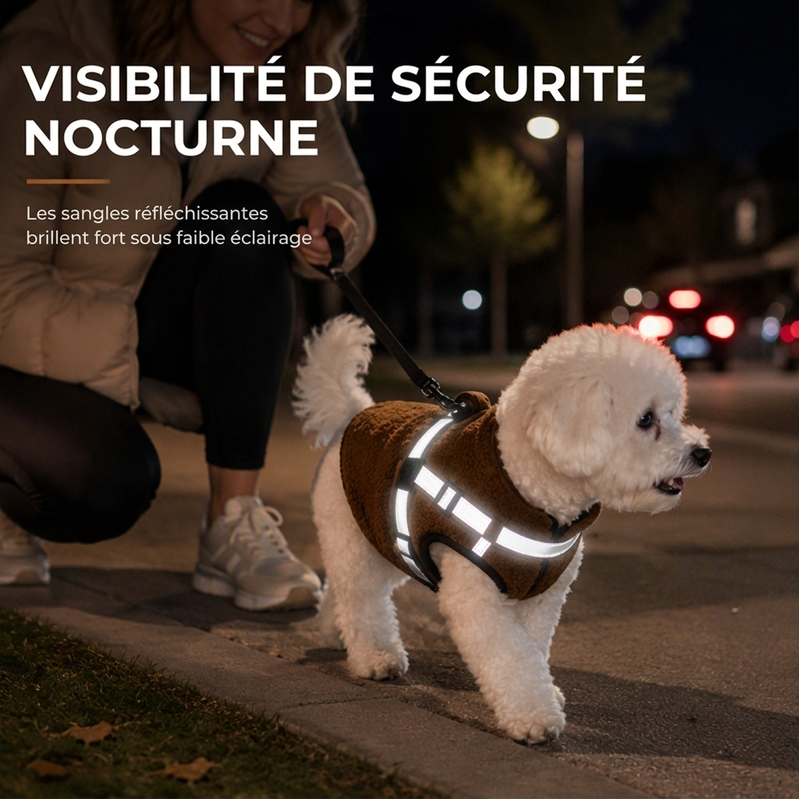 Manteau pour chien d'hiver chaud avec bandes réfléchissantes et harnais, adapté aux chiens de petite et moyenne taille
