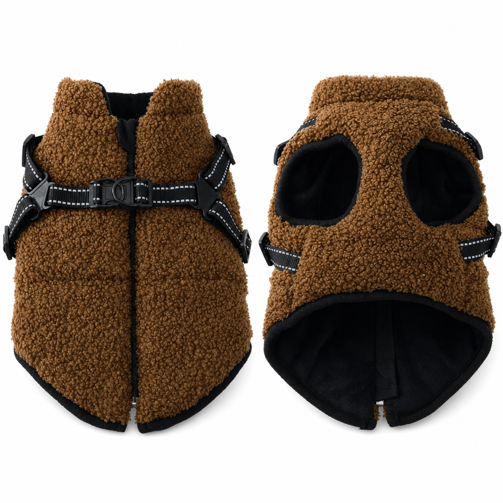 Manteau pour chien d'hiver chaud avec bandes réfléchissantes et harnais, adapté aux chiens de petite et moyenne taille