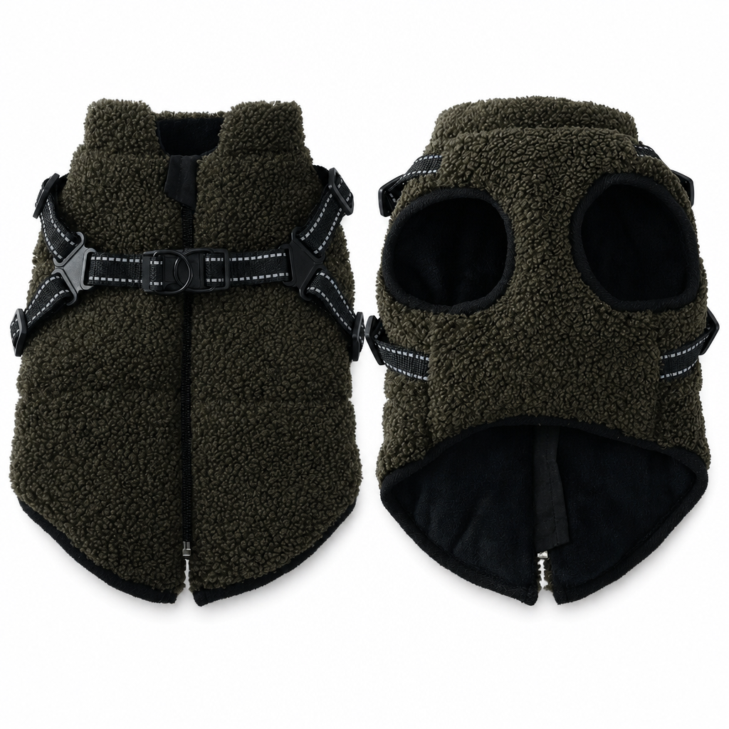 Manteau pour chien d'hiver chaud avec bandes réfléchissantes et harnais, adapté aux chiens de petite et moyenne taille