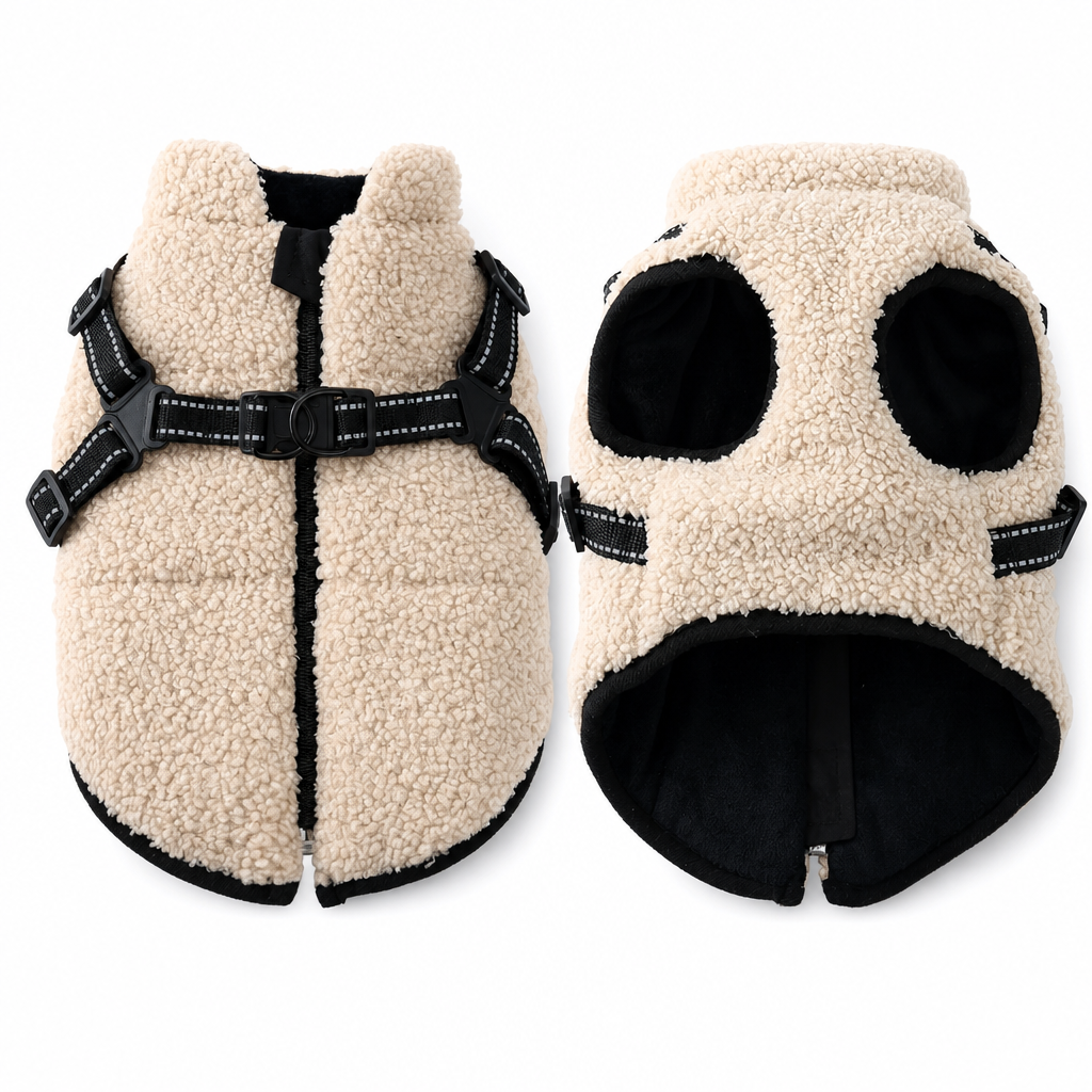 Manteau pour chien d'hiver chaud avec bandes réfléchissantes et harnais, adapté aux chiens de petite et moyenne taille