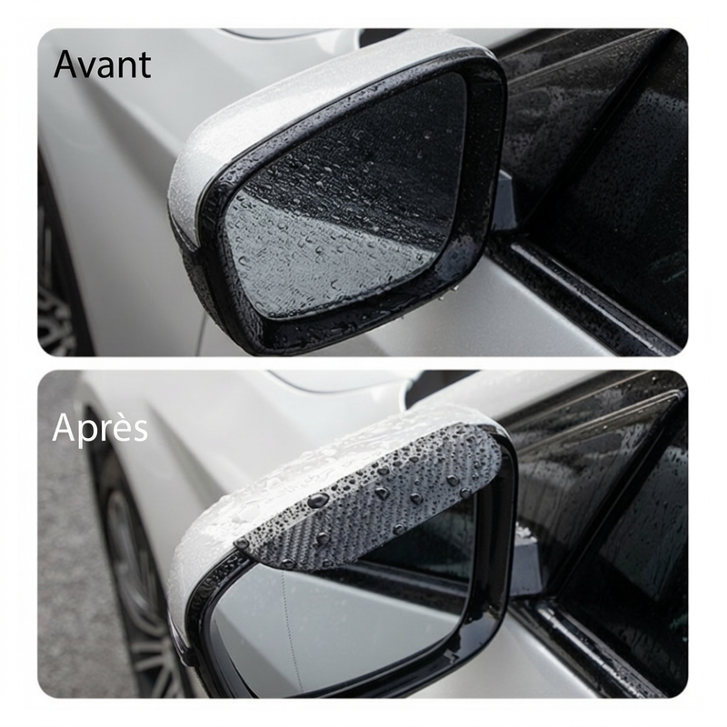 Protège-pluie pour rétroviseur 2-en-1 avec rétroviseur d'angle mort