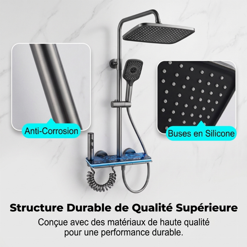 Système de douche à effet pluie avec affichage numérique LED