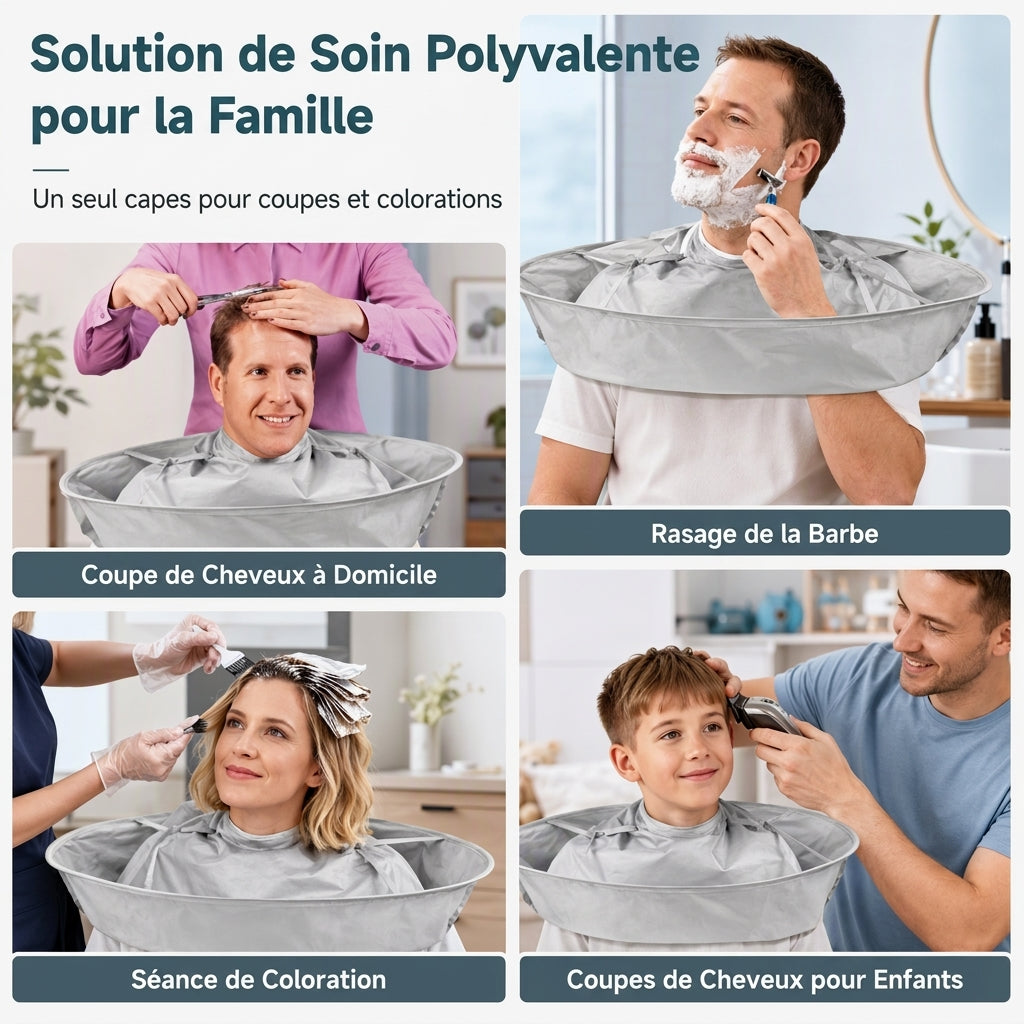 Cape de coupe de cheveux respirante pour adulte taille moyenne grise et blouse de salon de coloration capillaire inodore