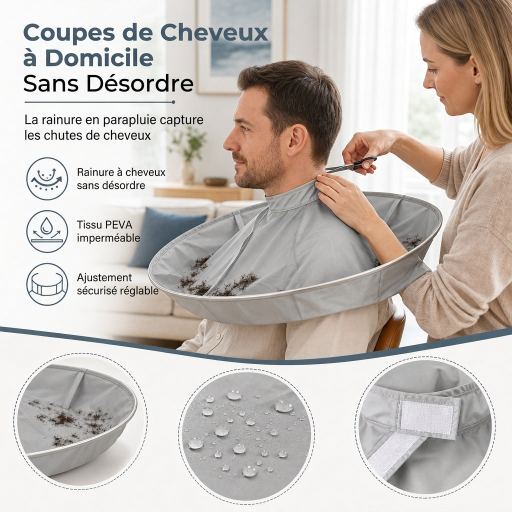 Cape de coupe de cheveux respirante pour adulte taille moyenne grise et blouse de salon de coloration capillaire inodore