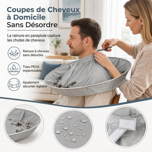 Cape de coupe de cheveux respirante pour adulte taille moyenne grise et blouse de salon de coloration capillaire inodore