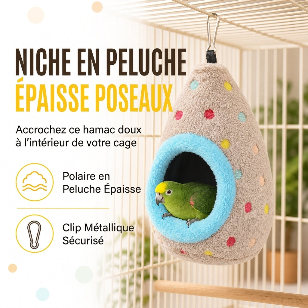 ⚡Hamac nid d'oiseau en coton suspendu – Cave chaude à double couche de polaire pour petits oiseaux ✨