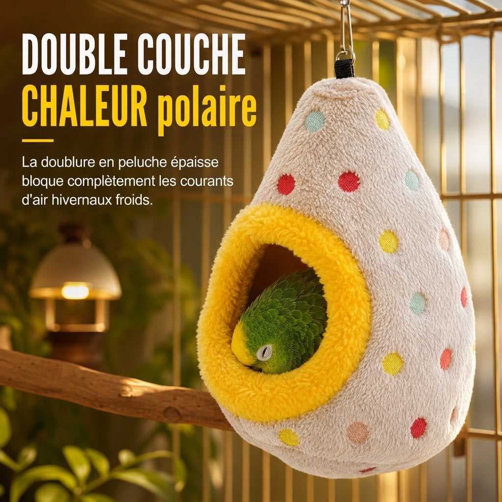 ⚡Hamac nid d'oiseau en coton suspendu – Cave chaude à double couche de polaire pour petits oiseaux ✨
