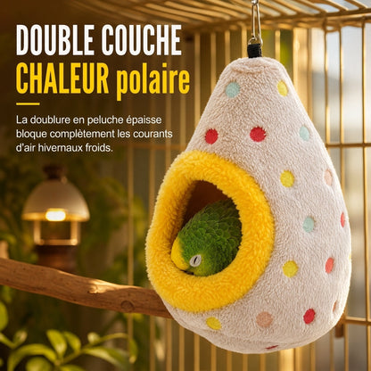 ⚡Hamac nid d'oiseau en coton suspendu – Cave chaude à double couche de polaire pour petits oiseaux ✨