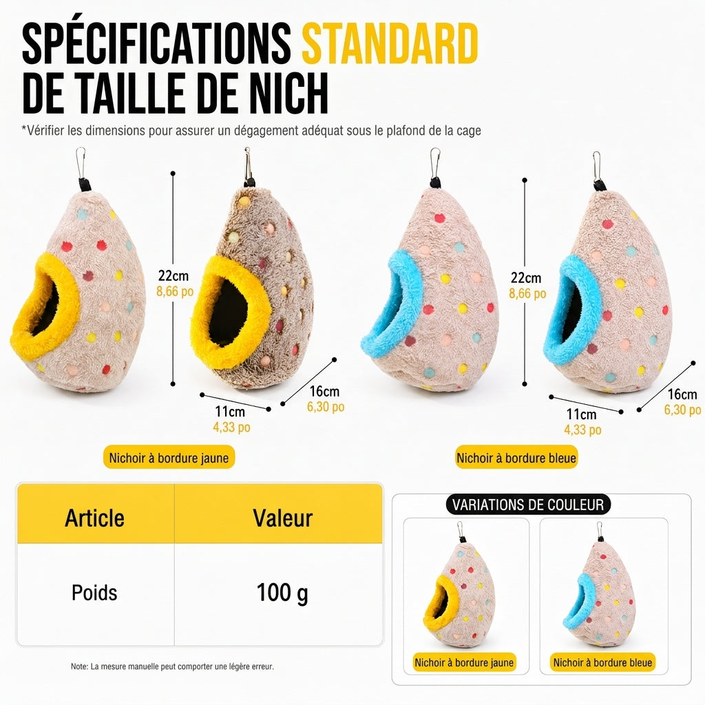 ⚡Hamac nid d'oiseau en coton suspendu – Cave chaude à double couche de polaire pour petits oiseaux ✨