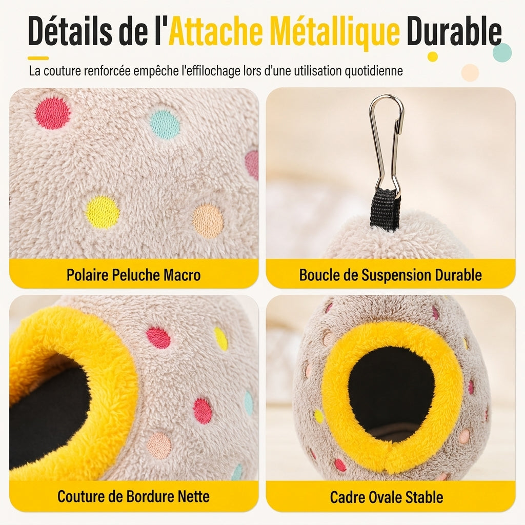 ⚡Hamac nid d'oiseau en coton suspendu – Cave chaude à double couche de polaire pour petits oiseaux ✨