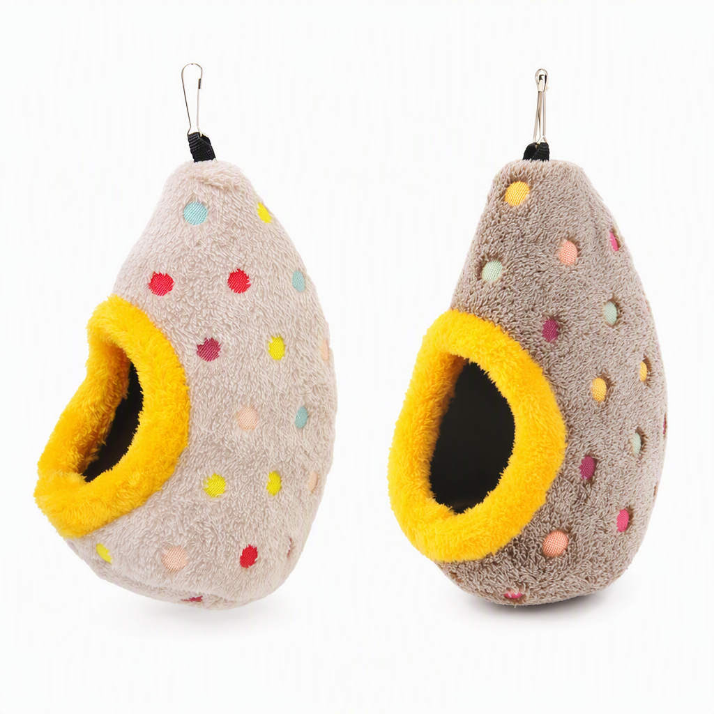 ⚡Hamac nid d'oiseau en coton suspendu – Cave chaude à double couche de polaire pour petits oiseaux ✨