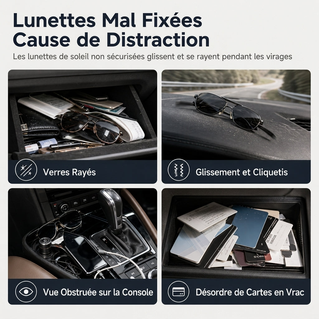 Support double clip pour lunettes de voiture, fixation pour lunettes et clip pour cartes et tickets