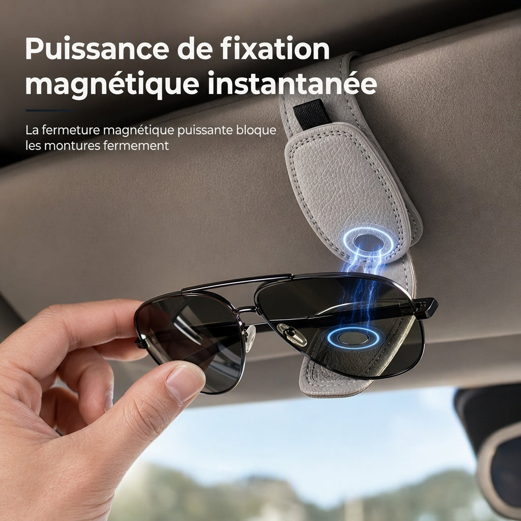 Support double clip pour lunettes de voiture, fixation pour lunettes et clip pour cartes et tickets
