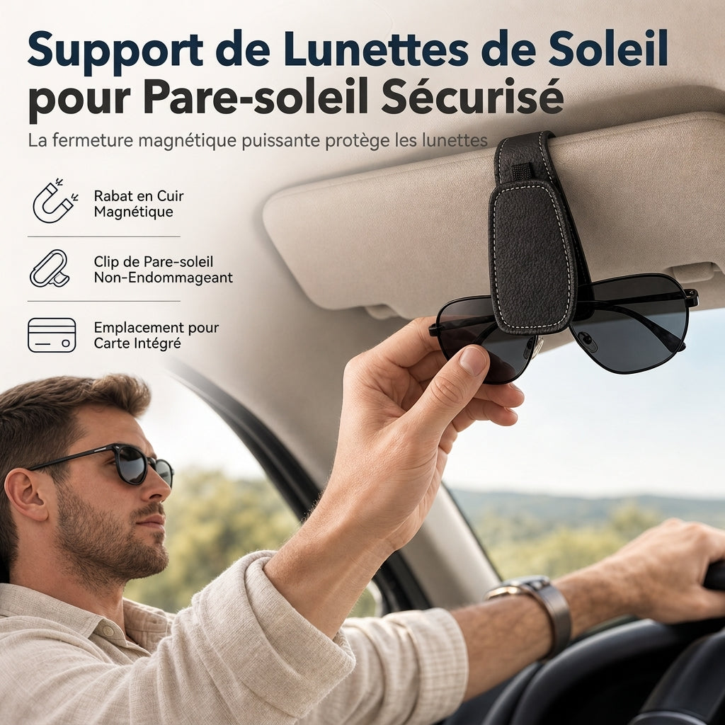 Support double clip pour lunettes de voiture, fixation pour lunettes et clip pour cartes et tickets