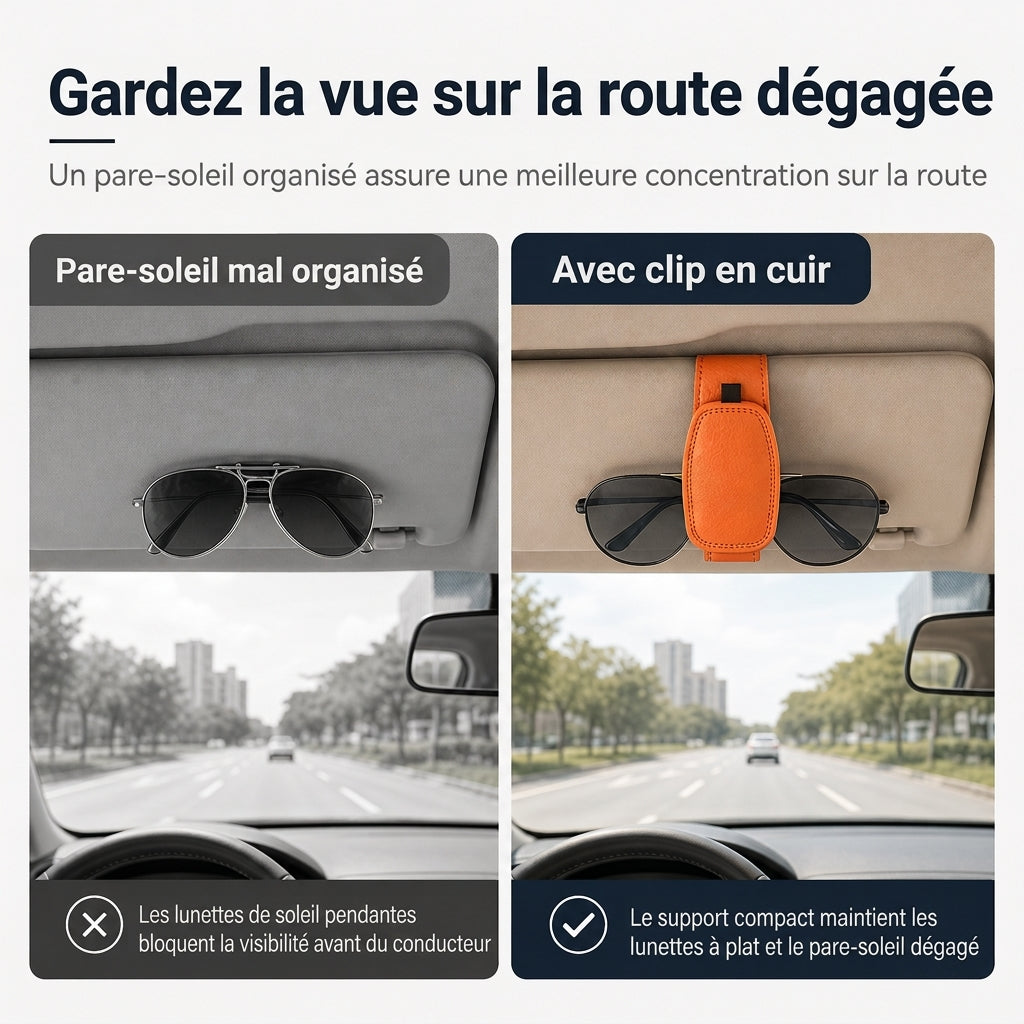 Support double clip pour lunettes de voiture, fixation pour lunettes et clip pour cartes et tickets