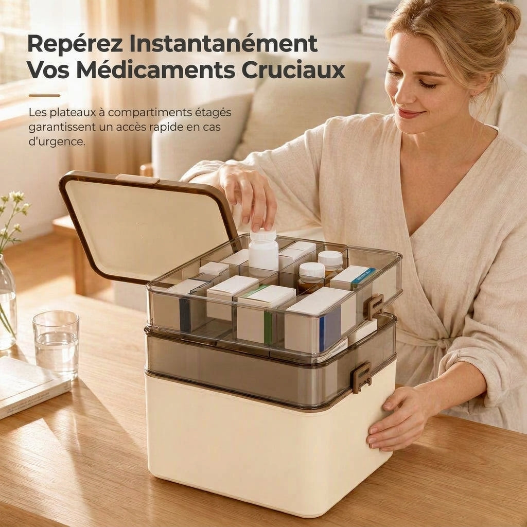 🎁 Nouveautés 2026 : -50 % 💥 Grande boîte de rangement pour médicaments en plastique avec compartiments séparés à plusieurs niveaux, boîte de rangement portable pour premiers secours d'urgence familiale 💊📦