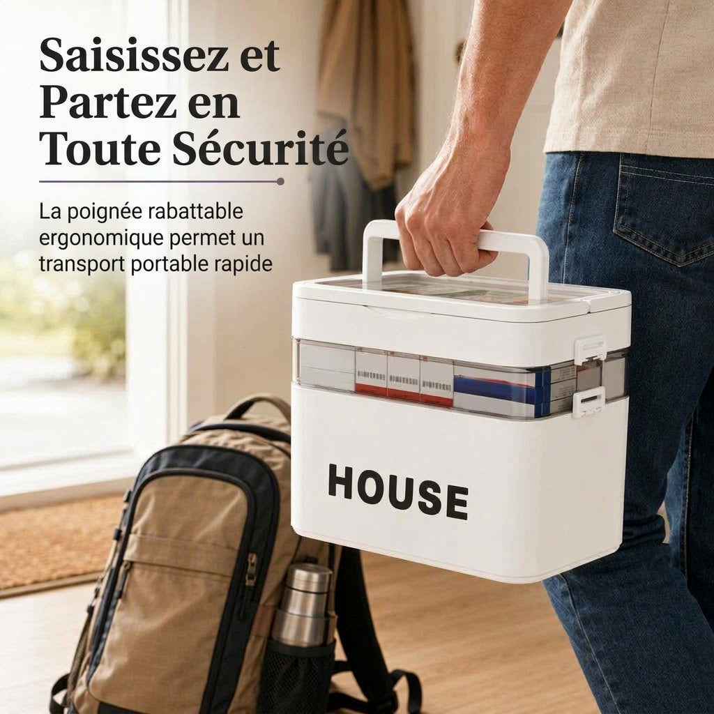 🎁 Nouveautés 2026 : -50 % 💥 Grande boîte de rangement pour médicaments en plastique avec compartiments séparés à plusieurs niveaux, boîte de rangement portable pour premiers secours d'urgence familiale 💊📦