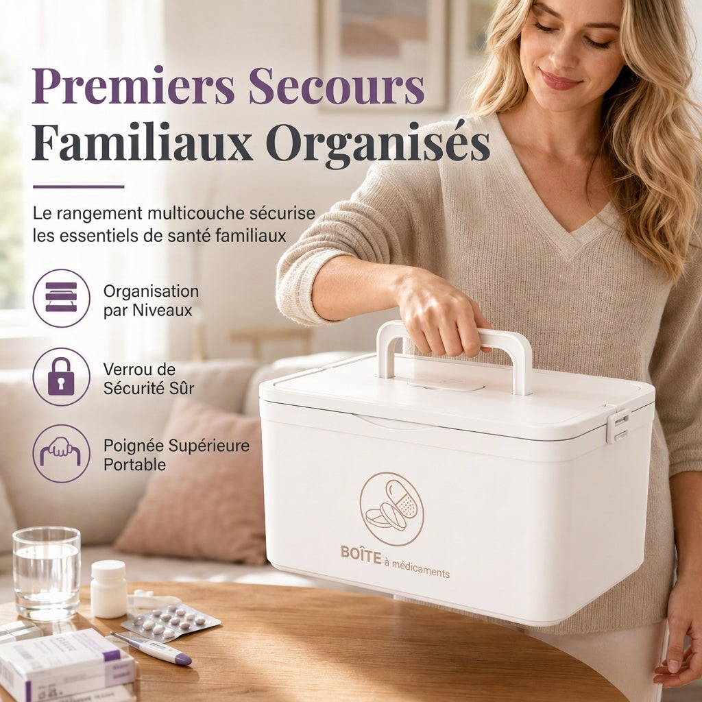 🎁 Nouveautés 2026 : -50 % 💥 Grande boîte de rangement pour médicaments en plastique avec compartiments séparés à plusieurs niveaux, boîte de rangement portable pour premiers secours d'urgence familiale 💊📦