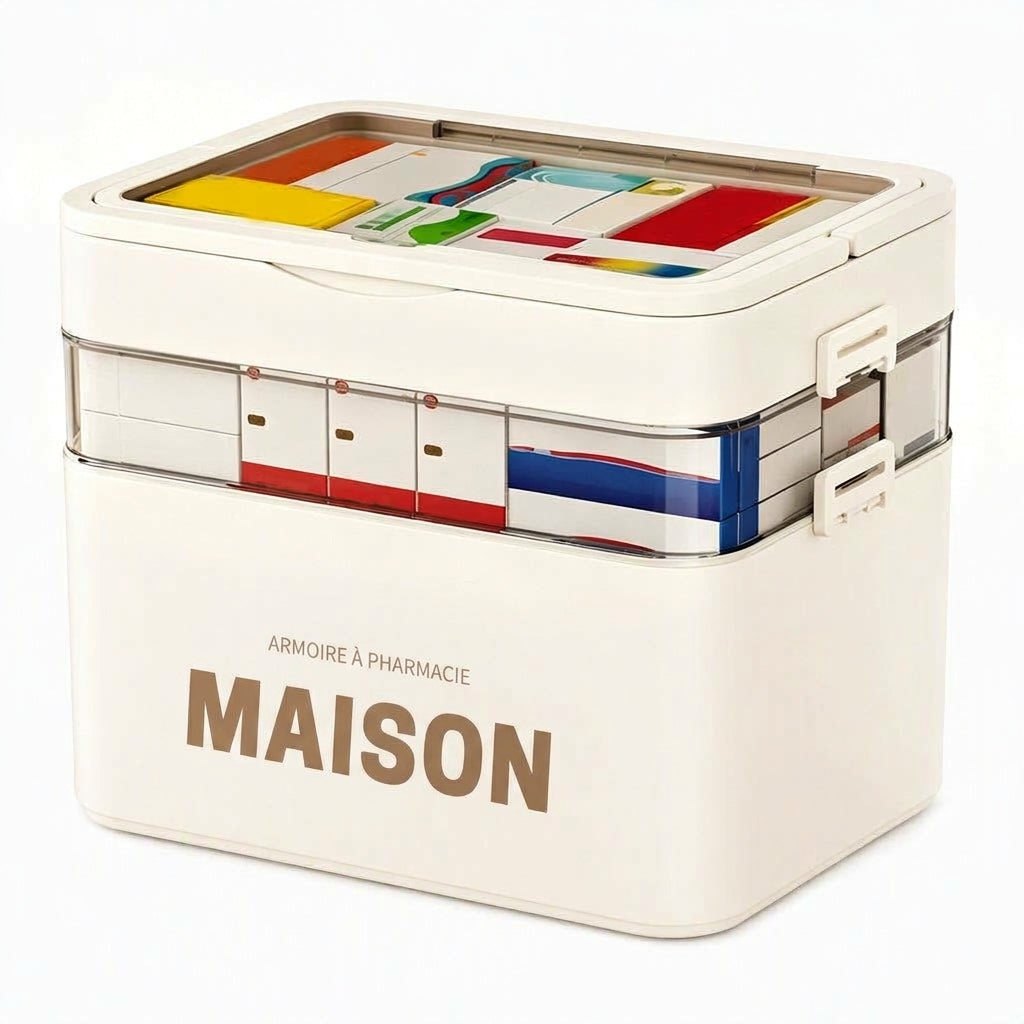 🎁 Nouveautés 2026 : -50 % 💥 Grande boîte de rangement pour médicaments en plastique avec compartiments séparés à plusieurs niveaux, boîte de rangement portable pour premiers secours d'urgence familiale 💊📦