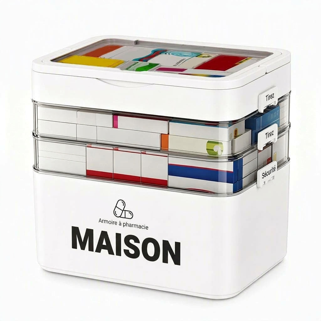 🎁 Nouveautés 2026 : -50 % 💥 Grande boîte de rangement pour médicaments en plastique avec compartiments séparés à plusieurs niveaux, boîte de rangement portable pour premiers secours d'urgence familiale 💊📦