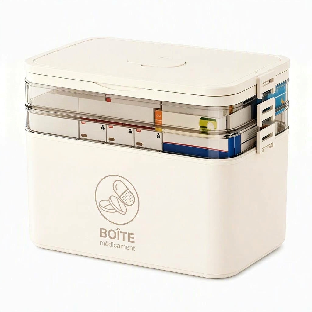 🎁 Nouveautés 2026 : -50 % 💥 Grande boîte de rangement pour médicaments en plastique avec compartiments séparés à plusieurs niveaux, boîte de rangement portable pour premiers secours d'urgence familiale 💊📦