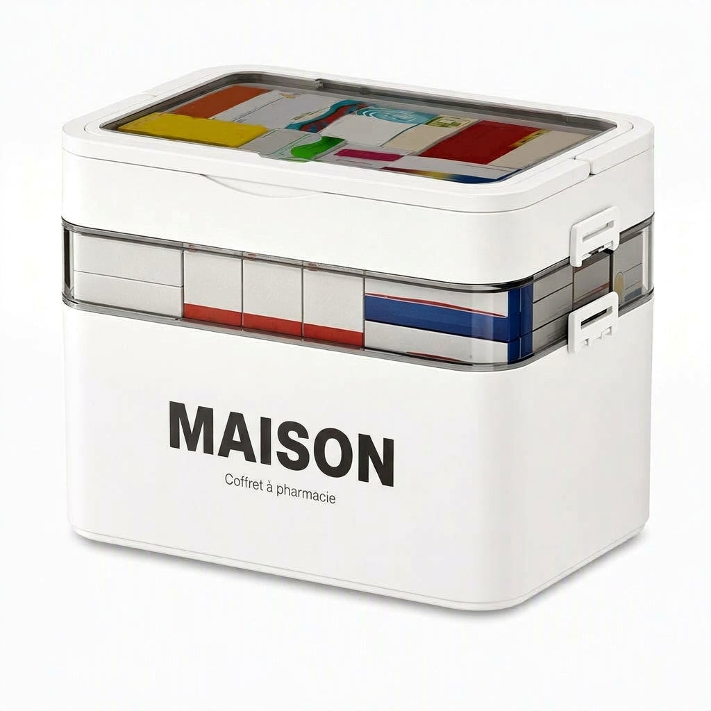 🎁 Nouveautés 2026 : -50 % 💥 Grande boîte de rangement pour médicaments en plastique avec compartiments séparés à plusieurs niveaux, boîte de rangement portable pour premiers secours d'urgence familiale 💊📦