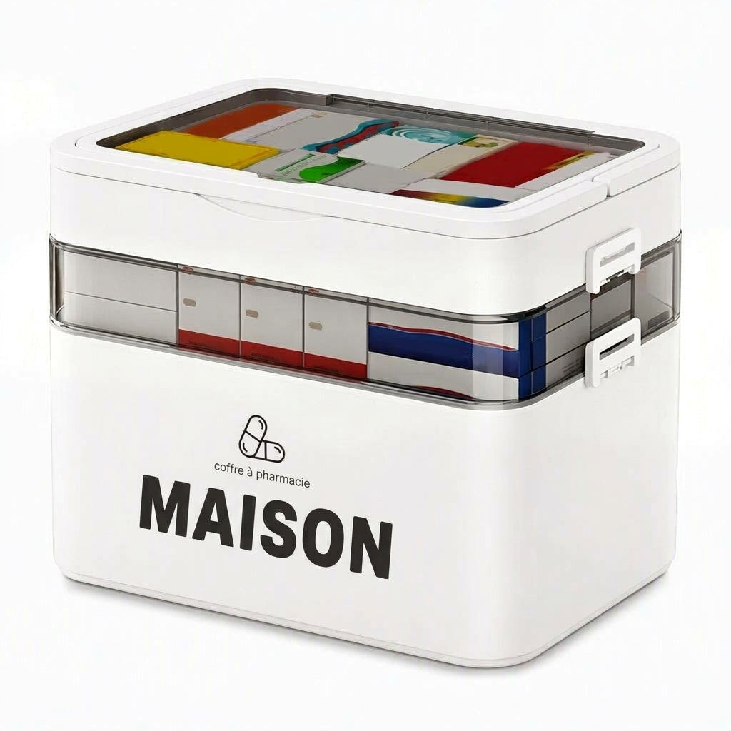 🎁 Nouveautés 2026 : -50 % 💥 Grande boîte de rangement pour médicaments en plastique avec compartiments séparés à plusieurs niveaux, boîte de rangement portable pour premiers secours d'urgence familiale 💊📦