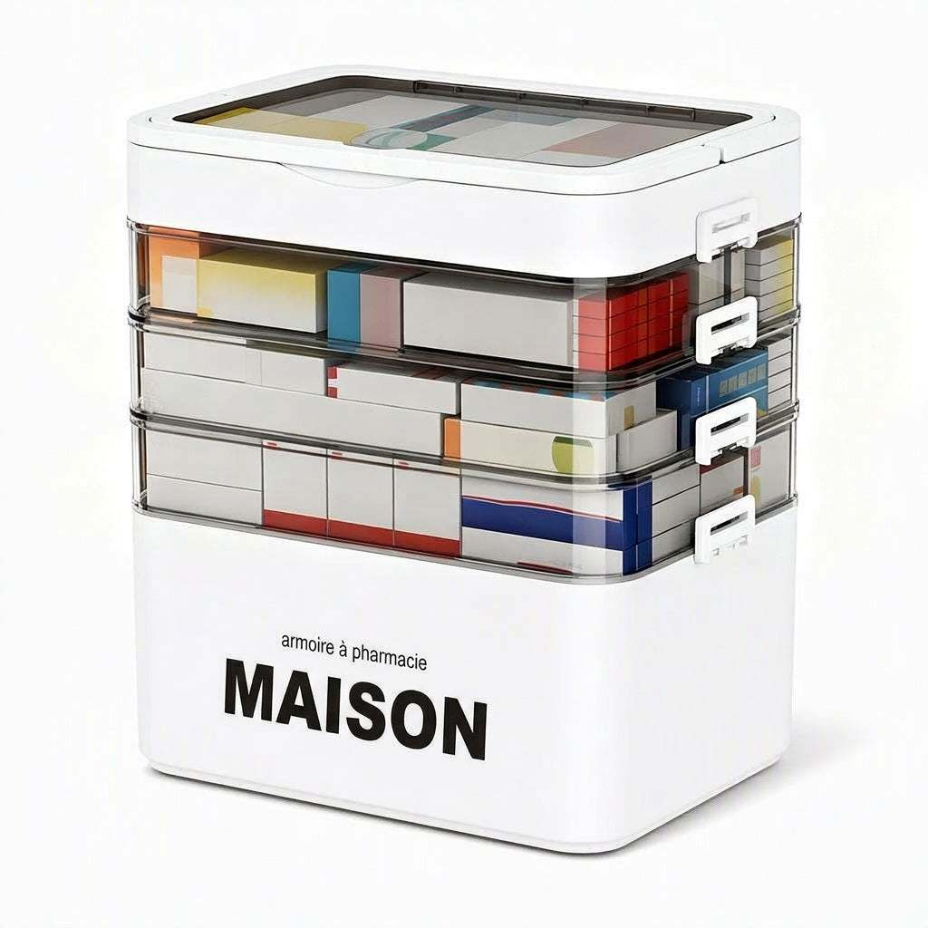 🎁 Nouveautés 2026 : -50 % 💥 Grande boîte de rangement pour médicaments en plastique avec compartiments séparés à plusieurs niveaux, boîte de rangement portable pour premiers secours d'urgence familiale 💊📦