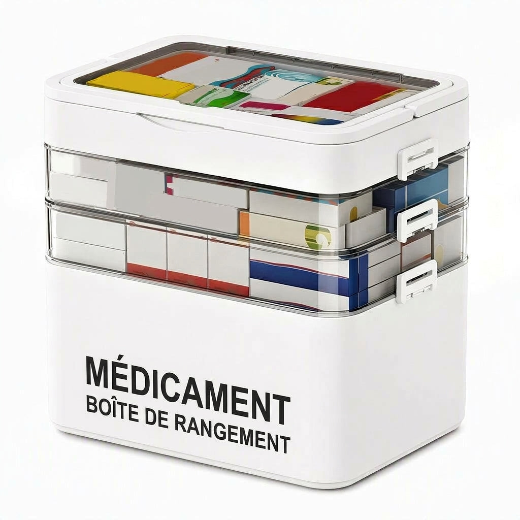 🎁 Nouveautés 2026 : -50 % 💥 Grande boîte de rangement pour médicaments en plastique avec compartiments séparés à plusieurs niveaux, boîte de rangement portable pour premiers secours d'urgence familiale 💊📦
