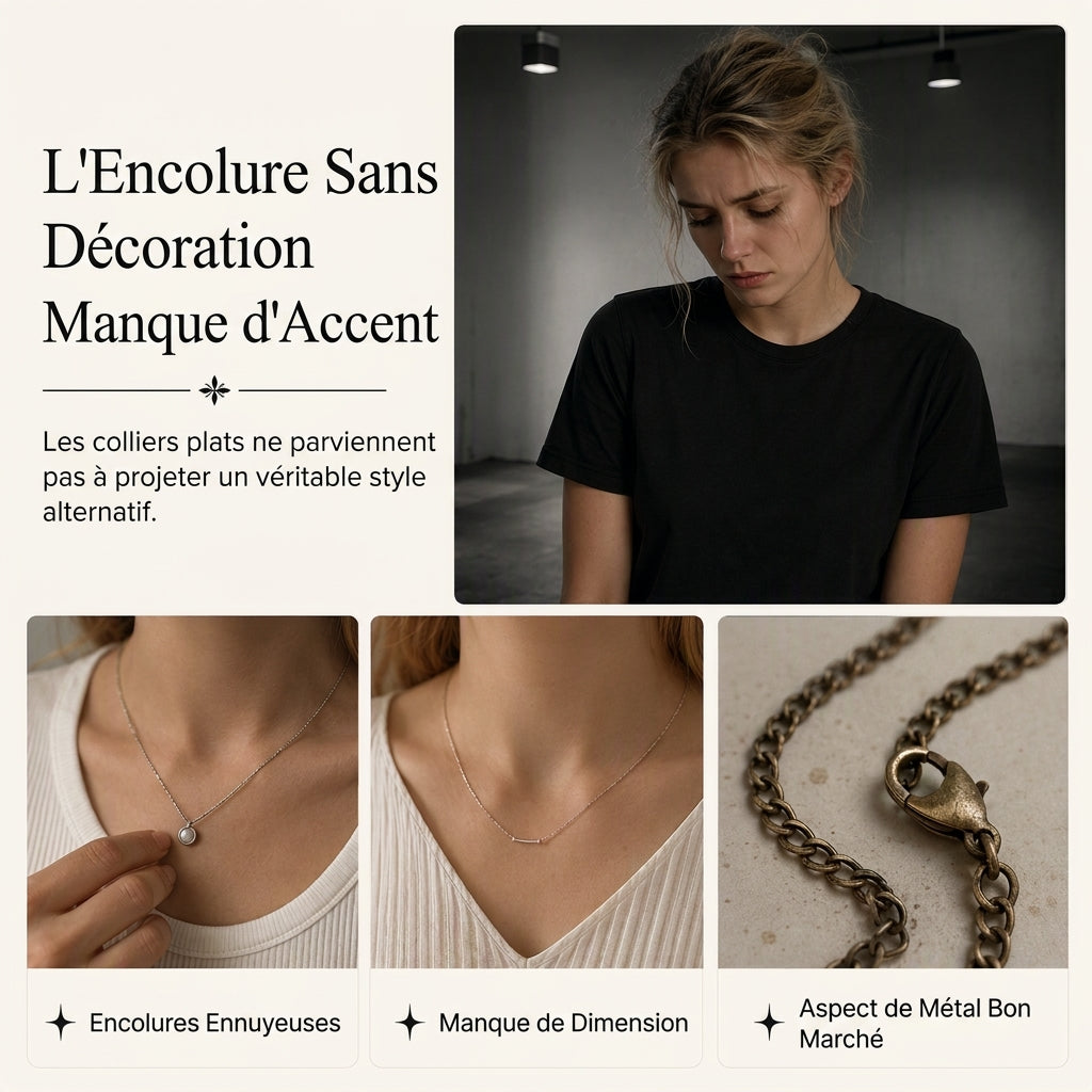 ⏳ Réduction limitée de 50 % ⏰ Collier chaîne à perles de cristal style gothique sombre avec pendentif lune évidé en alliage 🖤🌙