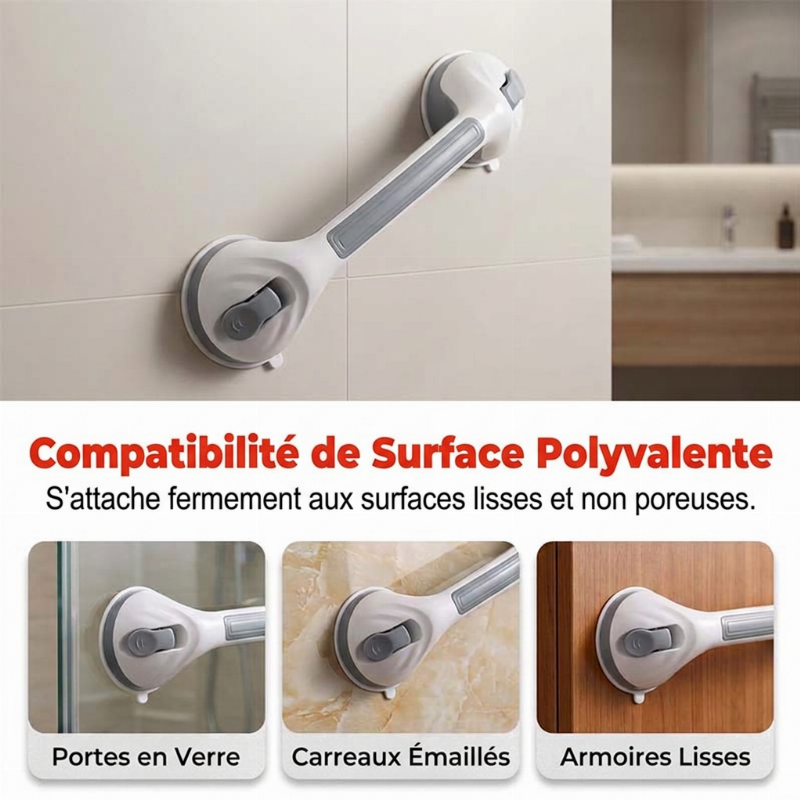 Barre d'appui à ventouse sans perçage