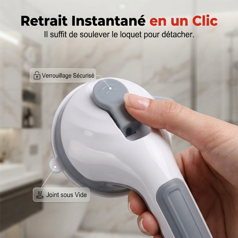 Barre d'appui à ventouse sans perçage