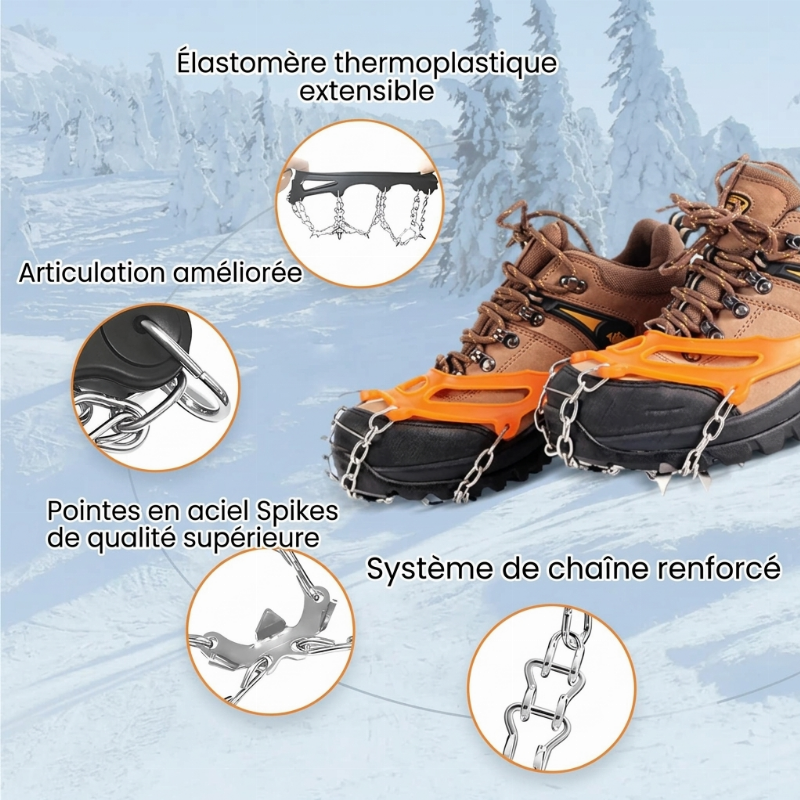 Crampons antidérapants pour chaussures et bottes de plein air