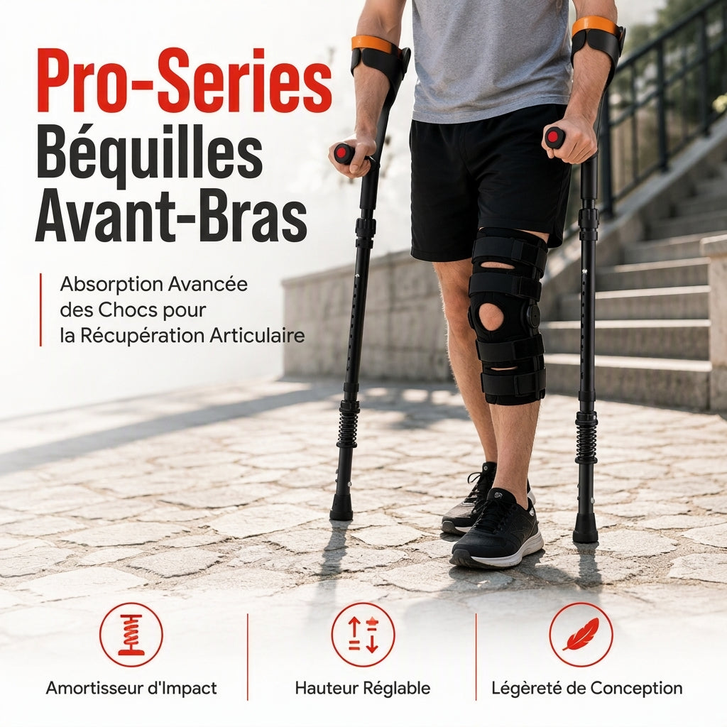 📢📢 -50% !! ⏰ Béquilles de marche pliantes avec avant-bras – Antidérapantes & aide à la mobilité ✨💪