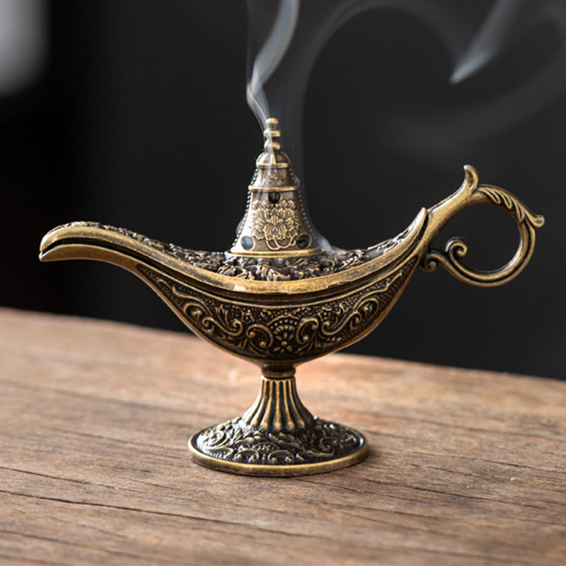 Brûleur d'encens lampe magique Aladdin rétro